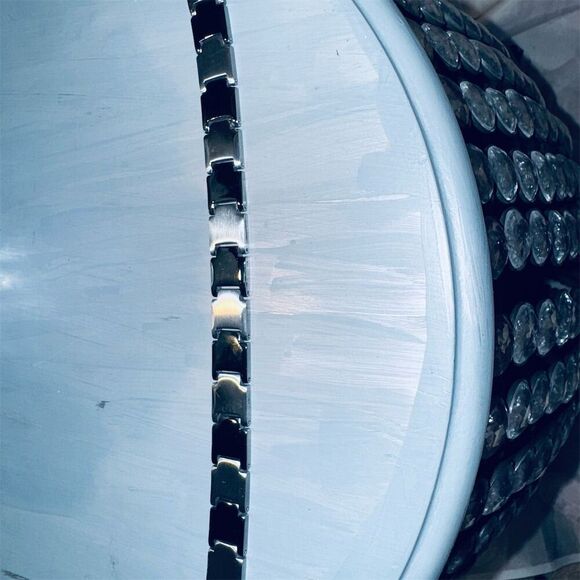 Triton Men's Two-Tone Tungsten Stainless Steel Magnetic Chain Bracelet M - Picture 2 of 10